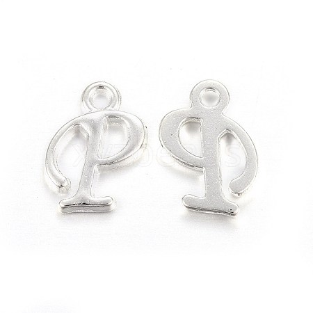 Silver Color Plated Alloy Letter Pendants PALLOY-J718-01S-P-1