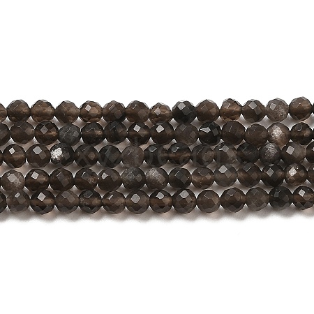 Natural Silver Sheen Obsidian Beads Strands G-E608-A02-B-1