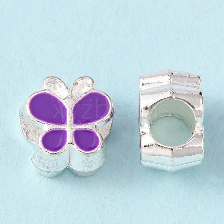 Alloy Enamel Butterfly Large Hole European Beads MPDL-R036-47E-1