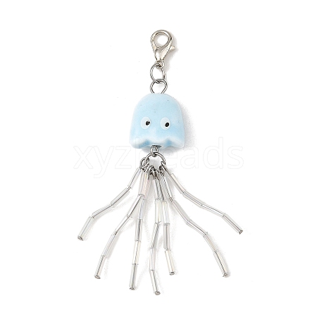 Octopus Porcelain & Glass Pendant Decorations HJEW-JM05047-1