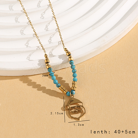 Vintage Christmas Stainless Steel & Synthetic Turquoise Pendant Necklaces for Women HS2328-3-1