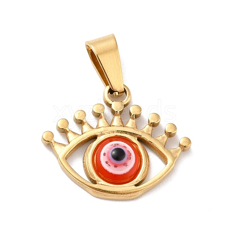 PVD Vacuum Plating Handmade Evil Eye Resin Pendants STAS-F277-24G-01-1