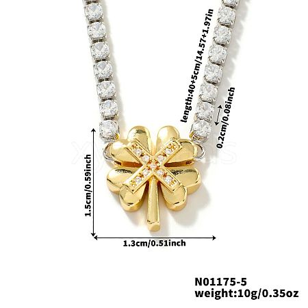 Golden Tone Brass Clear Cubic Zirconia Cup Chain Geometric Pendant Necklaces for Women LZ2256-5-1