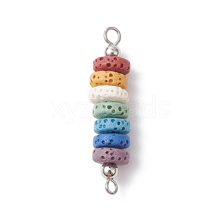 10Pcs Dyed Natural Lava Rock Connector Charms PALLOY-JF02537-02A-1