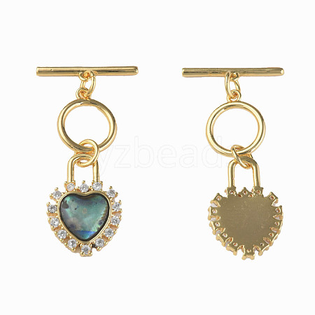 Brass Micro Pave Clear Cubic Zirconia Toggle Clasps KK-N233-238-1