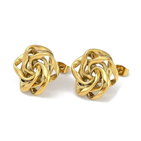 PVD Vacuum Plating 304 Stainless Steel Rose Stud Earrings EJEW-Z075-08G-1