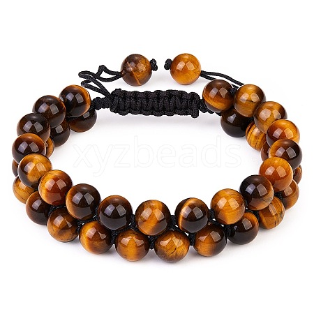 Natural Tiger Eye Braided Bead Bracelet BJEW-SW00001-11-1