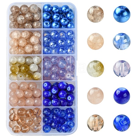 10 Colors Crackle & Baking Paint & Imitation Jade Glass Beads DGLA-YW0001-24B-1