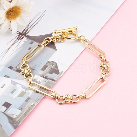 Brass Link Chain Bracelets BJEW-JB06016-1