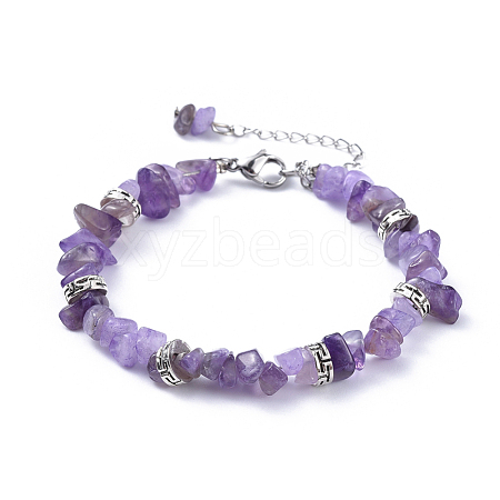 Natural Amethyst Chip Bracelets BJEW-JB04489-02-1