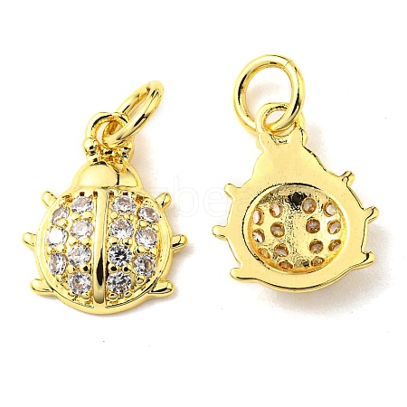 Rack Plating Brass Micro Pave Cubic Zirconia Charms KK-D036-09G-1