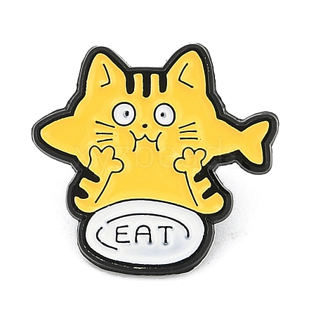 Funny Cat with Word Eat Enamel Pins JEWB-L018-04EB-05-1