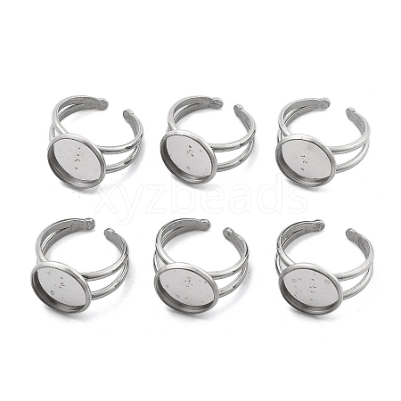 Non-Tarnish 304 Stainless Steel Cuff Ring Settings STAS-E202-02B-P-1