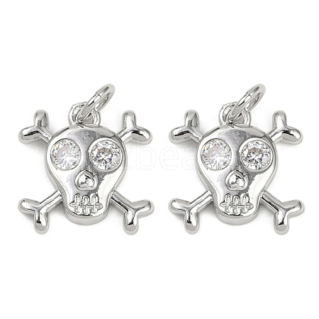 Brass Micro Pave Clear Cubic Zirconia Pendants KK-L231-10P-1