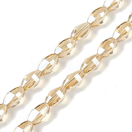 Electroplate Glass Beads Strands GLAA-Q101-03A-PL02-1