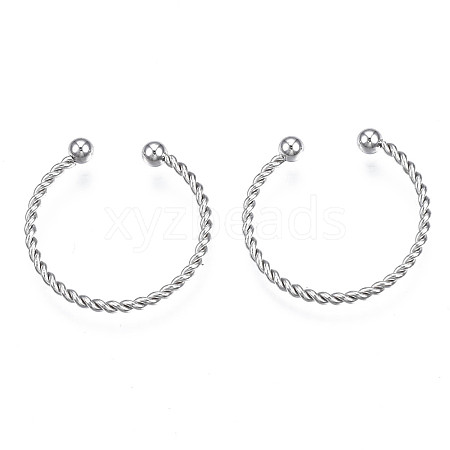 304 Stainless Steel Twist Rope Cuff Ring RJEW-S045-133-1