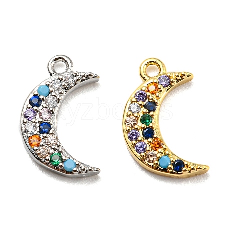 Brass Cubic Zirconia Charms KK-O119-08-1