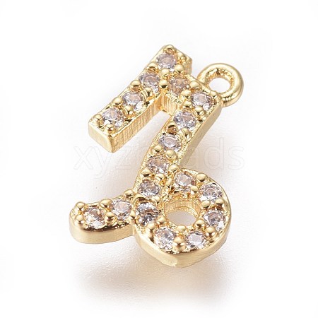 Golden Plated Brass Micro Pave Cubic Zirconia Charms ZIRC-L075-51F-1