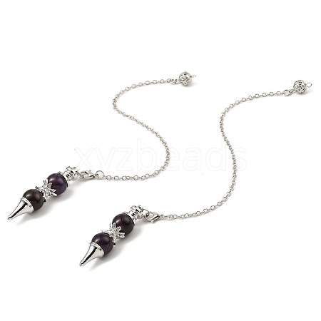 Natural Amethyst Pointed Dowsing Pendulums G-K338-29P-09-1