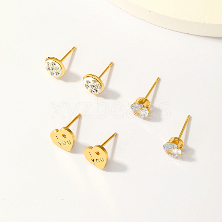 Elegant 3 Pairs Fashion Casual Stud Earrings Set for Women ZF1956-1