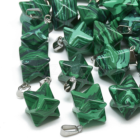 Synthetic Malachite Pendants G-T082-16-1