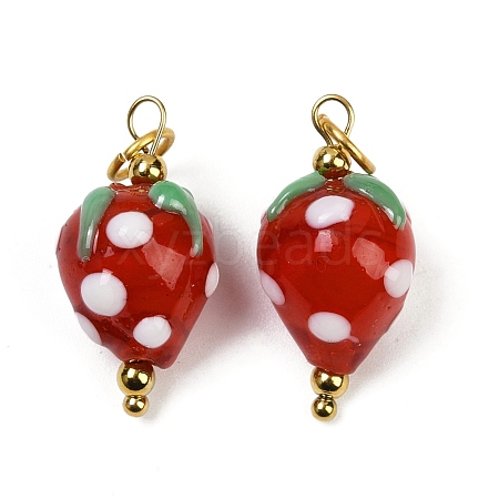 304 Stainless Steel with Handmade Lampwork Pendants STAS-Q352-02G-E-1