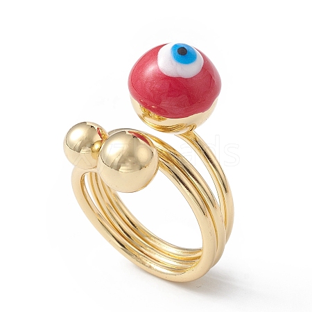 Enamel Round with Evil Eye Finger Rings RJEW-A014-01G-07-1