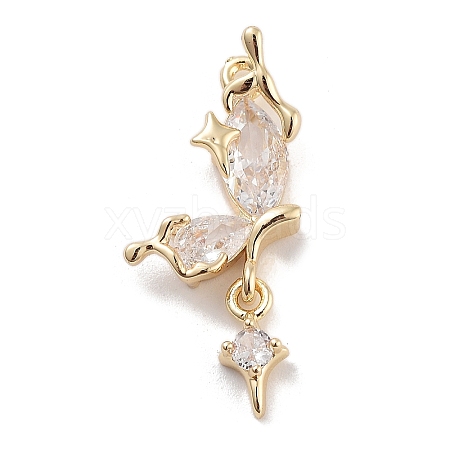 Brass Pave Clear Cubic Zirconia Pendants KK-Z061-14G-02-1