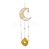 Wire Wrapped Natural Yellow Quartz Moon with Tree of Life Pendant Decorations HJEW-K046-07G-02-2