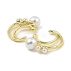 Rack Plating Brass Cuff Earrings with Plastic Pearl Beaded EJEW-D069-03G-2