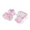 Transparent Resin Bowknot Kitten Decoden Cabochons RESI-M045-07-3