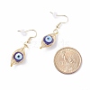 Round Lampwork Evil Eye Braided Dangle Earrings EJEW-JE04898-02-4