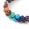 Chakra Natural Black Agate Braided Bead Bracelets BJEW-O164-A10-3