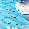 Synthetic Turquoise & Cowrie Shell Braided Starfish & Shell Shape Bead Bracelets for Women BJEW-JB11259-2