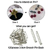 120Pcs Iron Brooch Findings IFIN-YW0003-50-4