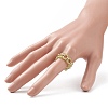 Gemstone & Brass Braided Beaded Circle Ring Wrap Stretch Ring for Women RJEW-JR00542-3