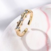 Brass Micro Pave Clear Cubic Zirconia Cuff Finger Rings for Women RJEW-C116-13G-2