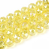 AB Color Plated Transparent Glass Round Beads Strands X-EGLA-T029-8mm-12T-16-1