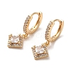 Light Gold Brass Micro Pave Cubic Zirconia Dangle Hoop Earrings EJEW-C073-08D-KCG-1