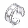 Non-Tarnish 304 Stainless Steel Triple Line Open Cuff Ring RJEW-T023-35P-3