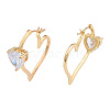 Cubic Zirconia Heart Hoop Earrings EJEW-N011-76-1