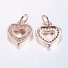 Long-Lasting Plated Brass Micro Pave Cubic Zirconia Charms ZIRC-F069-50RG-2