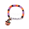 Pumpkin & Spider Web Alloy Enamel Charm Bracelets BJEW-JB10886-3