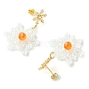 Christmas Snowflake Glass Seed Braided Dangle Earrings EJEW-MZ00233-03-4