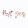 Brass Micro Pave Clear Cubic Zirconia Stud Earrings EJEW-F258-01A-RG-2