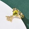 Brass Micro Pave Cubic Zirconia Adjustable Finger Rings for Women RJEW-K307-01G-23-4