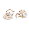 Natural Pearl Beaded Dangle Hoop Earrings EJEW-TA00040-5