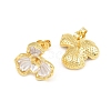 Brass Enamel Stud Earring Findings KK-CBA58F9-01G-02-2