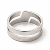 304 Stainless Steel Cuff Ring for Women RJEW-B027-16P-3