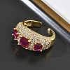 Brass Micro Pave Cubic Zirconia Cuff Open Rings for Women RJEW-L343-13G-06-3